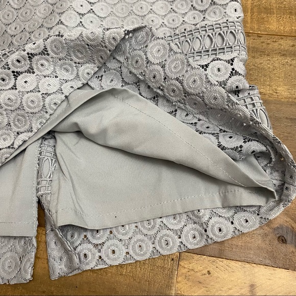 Antonio Melani Grey Eyelet lace overlay mid length sleeveless dress Size 2 - Picture 15 of 16